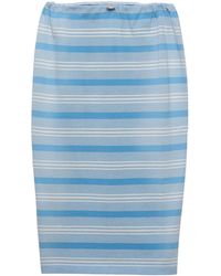 Prada - Cotton Piqué Bayadere Stripe Midi Skirt - Lyst