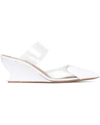 Alaïa - Leather-Pvc Le Coeur Wedge Mules 60 - Lyst