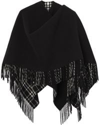 Burberry - Wool Fringe Blanket Cape - Lyst