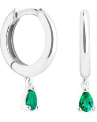Astrid & Miyu - And Emerald Pear Huggie Hoop Earrings - Lyst