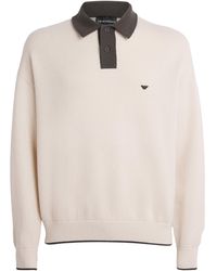 Emporio Armani - Virgin-Wool Logo Polo Sweater - Lyst