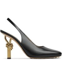 Bottega Veneta - Leather Knot Slingback Heels 90 - Lyst