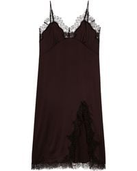 Maje - Lace-Trim Midi Dress - Lyst