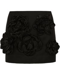 Dolce & Gabbana - Cotton-blend Rose Mini Skirt - Lyst