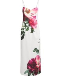 Alice + Olivia - Floral Print Nina Midi Dress - Lyst