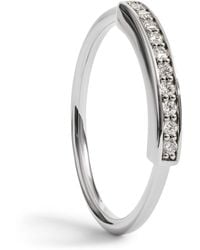 Monica Vinader - Sterling And Diamond Linear Stacking Ring - Lyst