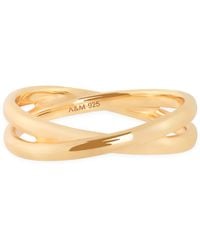Astrid & Miyu - Sterling Crossover Illusion Band Ring - Lyst