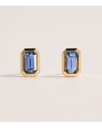 Azlee - Small And Sapphire Stud Earrings - Lyst