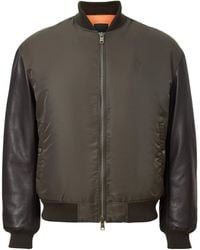 AllSaints - Leather-Sleeve Myler Bomber Jacket - Lyst