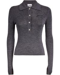 Ganni - Merino Wool Polo Sweater - Lyst