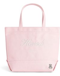 Harrods - Small Cotton Embroidered Logo Tote Bag - Lyst