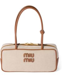 Miu Miu - Canvas-Leather Beau Top-Handle Bag - Lyst
