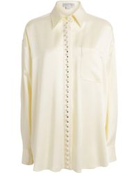 Stella McCartney - Satin Faux Pearl-Trim Shirt - Lyst