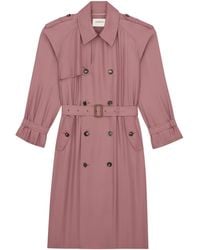 Saint Laurent - Satin Double-Breasted Trench Coat - Lyst