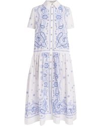 Self-Portrait - Cotton Embroidered Midi Dress - Lyst