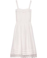 Prada - Cupro-Silk Embroidered Midi Dress - Lyst