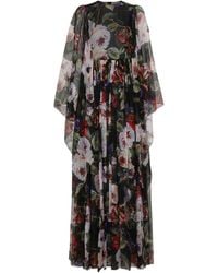 Dolce & Gabbana - Silk Floral Print Gown - Lyst
