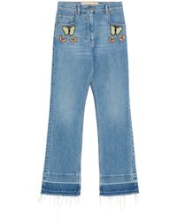 Valentino - Butterfly Embroidered Jeans - Lyst