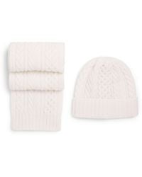 Johnstons of Elgin - Aran Cashmere Beanie And Scarf Set - Lyst