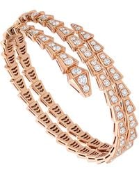 BVLGARI - Small Rose Gold And Diamond Serpenti Viper Bracelet - Lyst