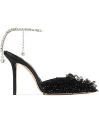 Jimmy Choo - Saeda 100 Satin Embellished Heeled Sandals - Lyst