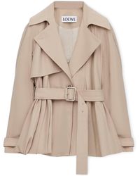 Loewe - Cotton Belted Short Trench Coat - Lyst