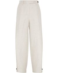 Brunello Cucinelli - Linen Cover Tapered Trousers - Lyst