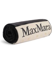 Max Mara Handtuch mit Logo aus Baumwolle - Blau