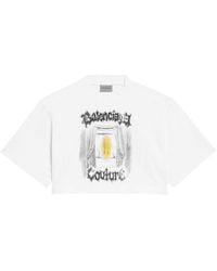Balenciaga - Cotton Salon De Couture Cropped T-Shirt - Lyst