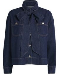 Maje - Bow-Detail Denim Jacket - Lyst