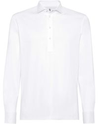 Brunello Cucinelli - Cotton Long-Sleeve Polo Shirt - Lyst