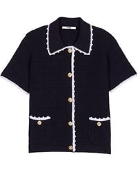 Maje - Textured Knit Short-Sleeve Cardigan - Lyst