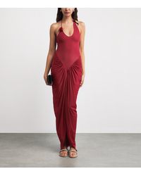 halter cocktail dress knee length Black Halter Neck Tie-Dye Cotton Knee Length Dress 34