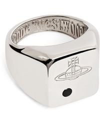 Vivienne Westwood - Sterling And Crystal Carlo Orb Signet Ring - Lyst