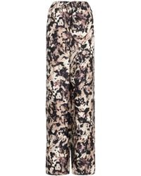 Agnona - Silk Printed Wide-Leg Trousers - Lyst