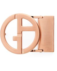 Giorgio Armani - Satin Rose-Plated Ga Logo Belt Buckle - Lyst