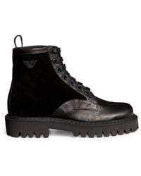Emporio Armani - Suede-Leather Ankle Boots - Lyst