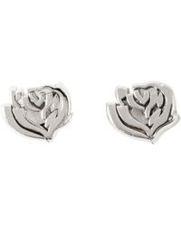 Burberry - Silver Rose Stud Earrings - Lyst