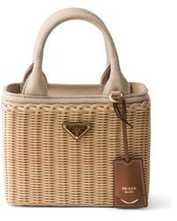 Prada - Small Wicker Top-Handle Bag - Lyst