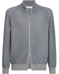 Brunello Cucinelli - Cashmere Ribbed Zip-Up Cardigan - Lyst