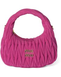 Miu Miu - Matelassé Suede Wander Top-Handle Bag - Lyst