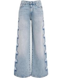 Maje - Floral Embroidered High-Rise Wide-Leg Jeans - Lyst