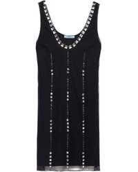 Prada - Tulle Embellished Mini Dress - Lyst
