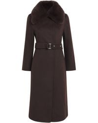 Maje - Wool-Blend Faux Fur-Collar Coat - Lyst