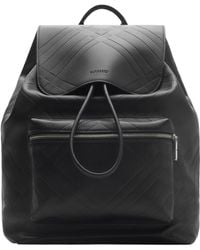 Burberry - Leather Check-Embossed Backpack - Lyst