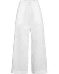Brunello Cucinelli - Cotton Pleated Wide-Leg Trousers - Lyst