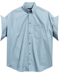 Balenciaga - Cotton Tucked Sleeve Shirt - Lyst