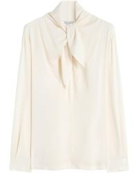Max Mara - Silk Tie-Neck Blouse - Lyst