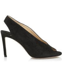 Jimmy Choo Suede Shar Slingback Sandals 85 - Black