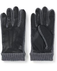 BOSS - Leather Wool-Trim Gloves - Lyst
